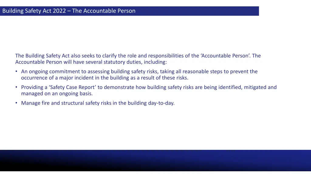 building safety act 2022 the accountable person