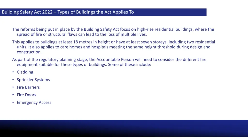 building safety act 2022 types of buildings