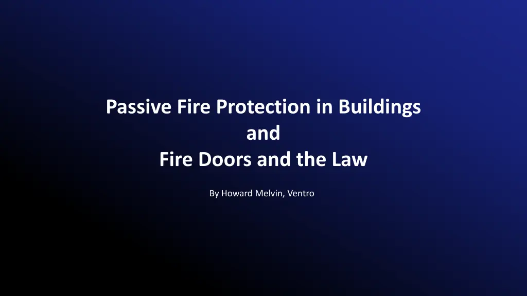 passive fire protection in buildings and fire