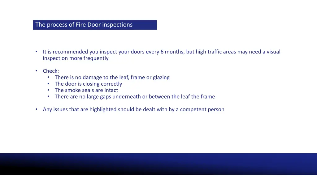 the process of fire door inspections