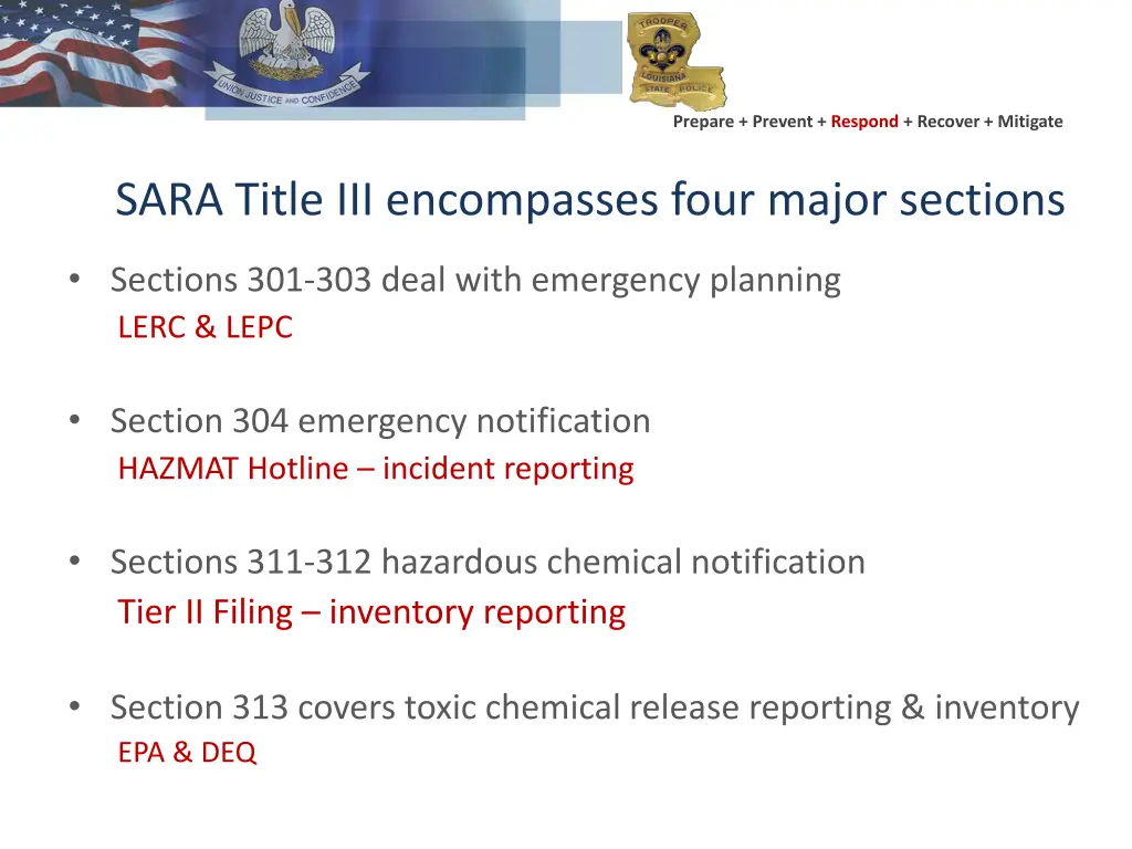 prepare prevent respond recover mitigate 6