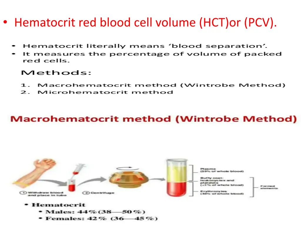 hematocrit red blood cell volume hct or pcv