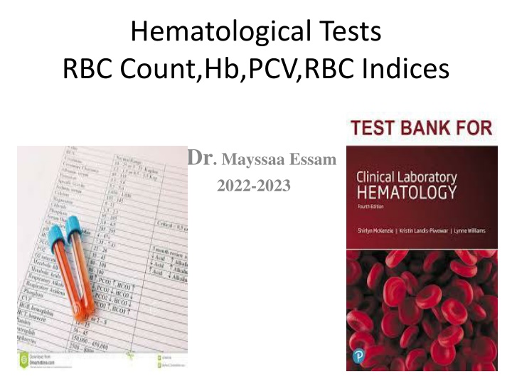 hematological tests rbc count hb pcv rbc indices