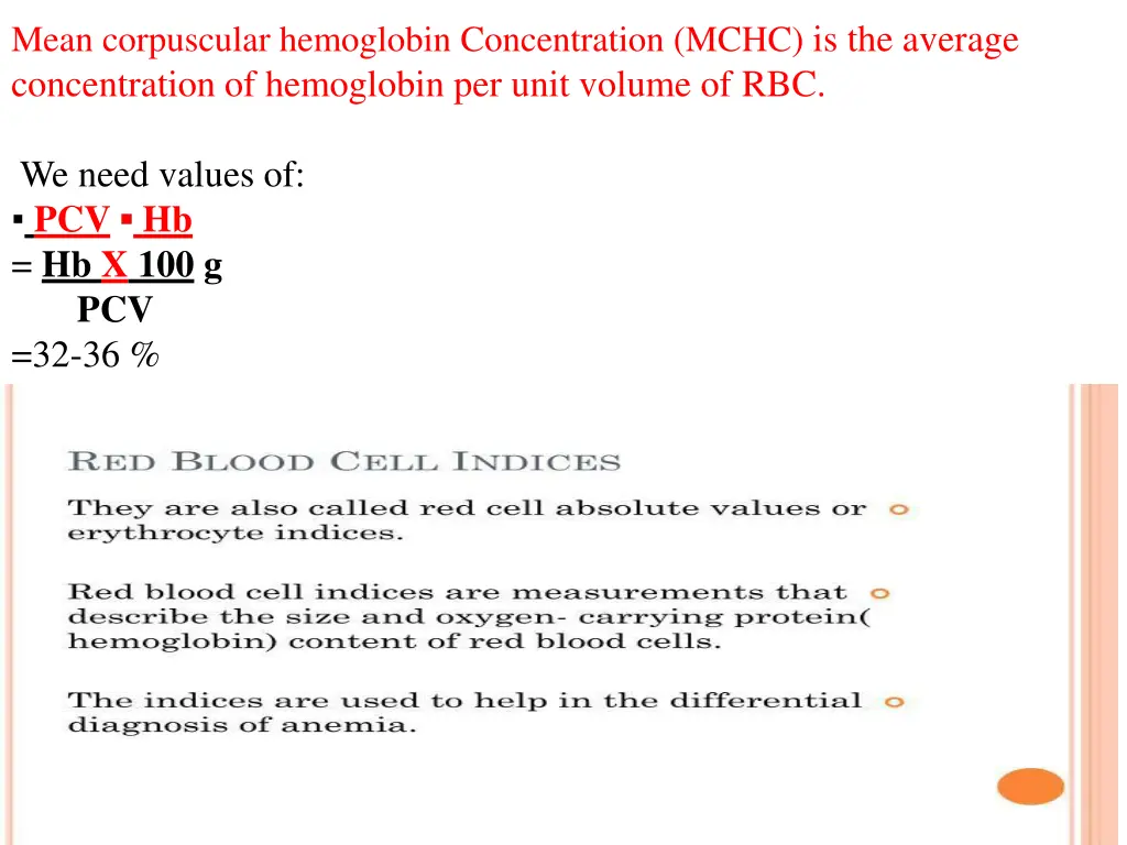 mean corpuscular hemoglobin concentration mchc