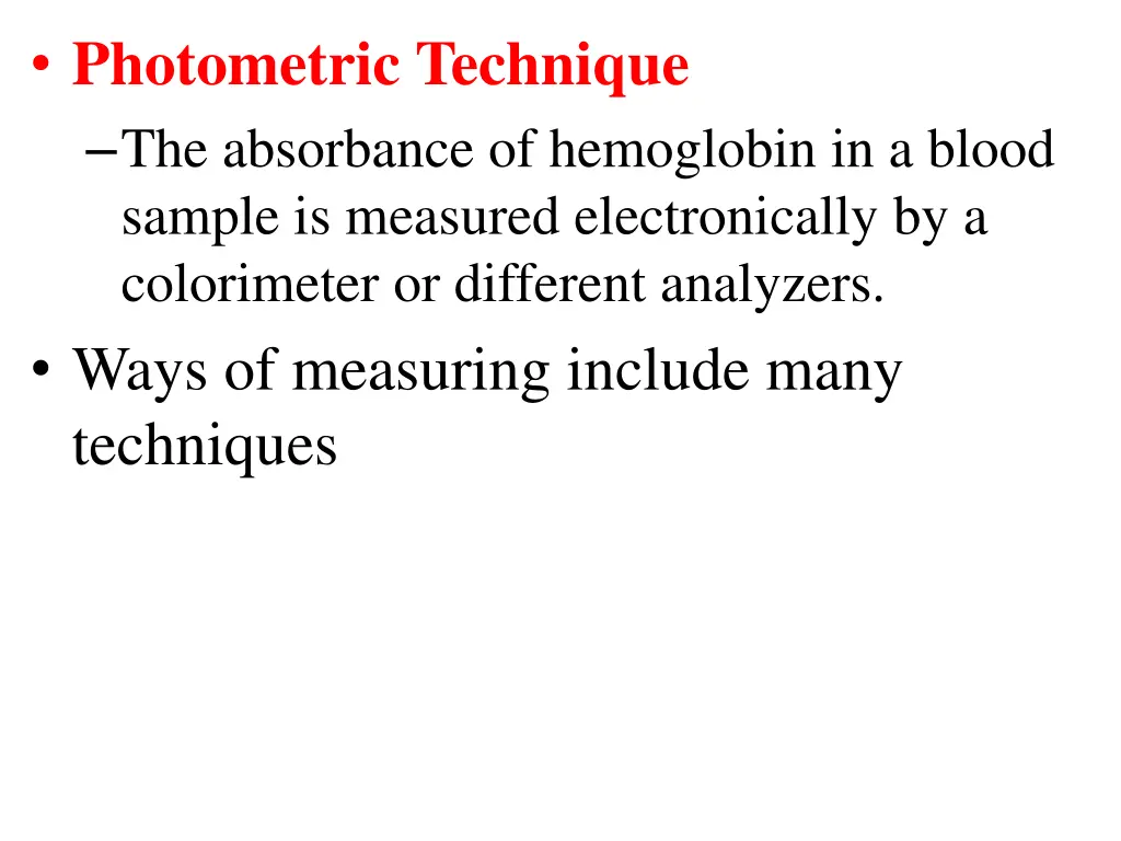 photometric technique the absorbance