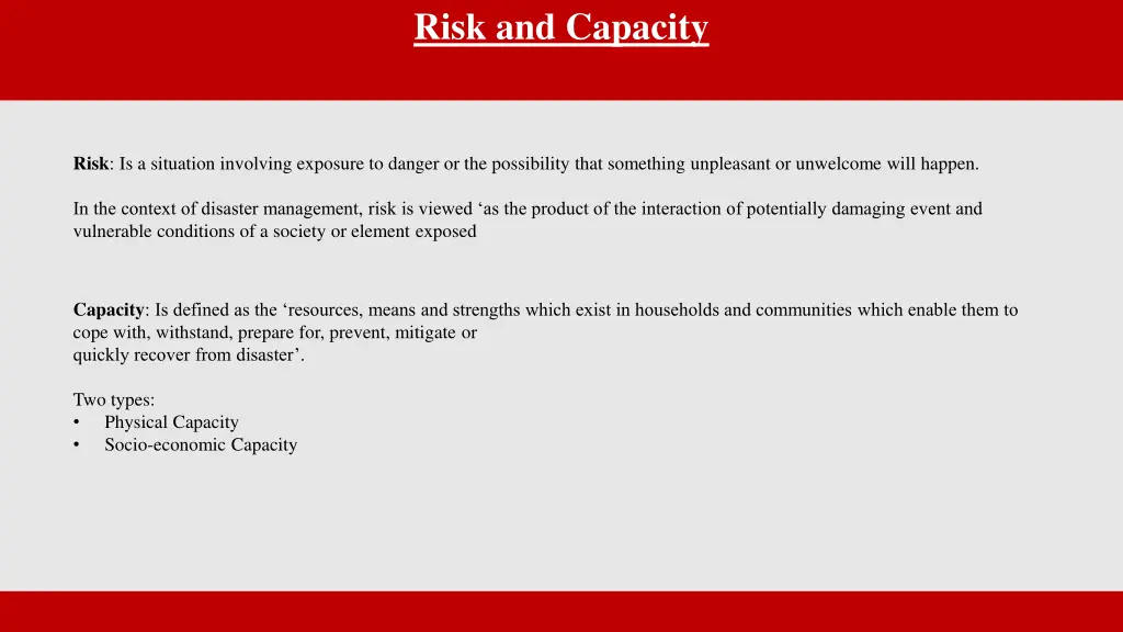 risk and capacity