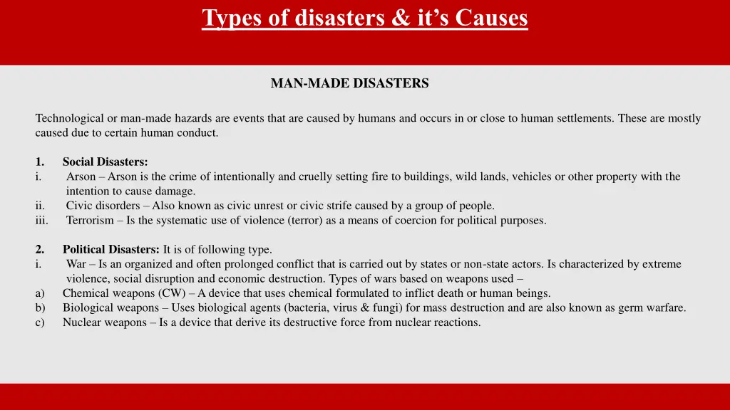 types of disasters it s causes 5