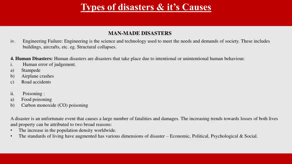 types of disasters it s causes 7