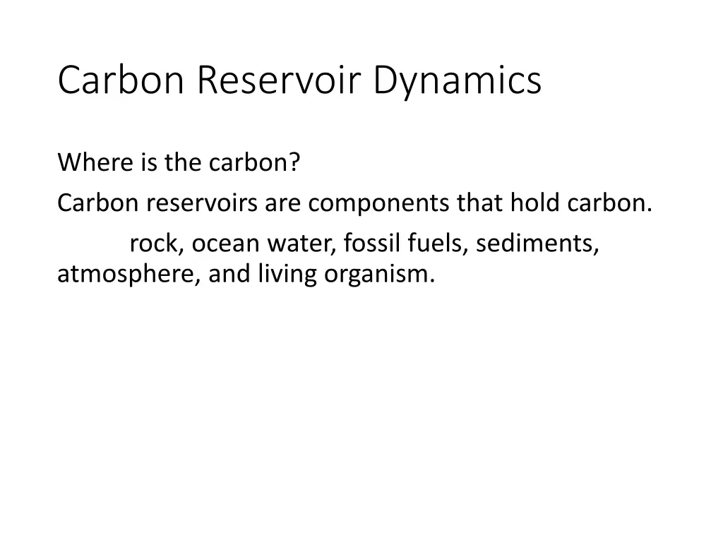 carbon reservoir dynamics