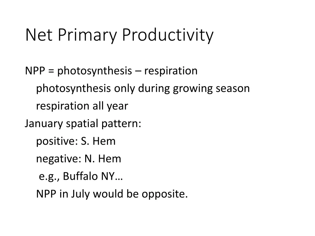 net primary productivity