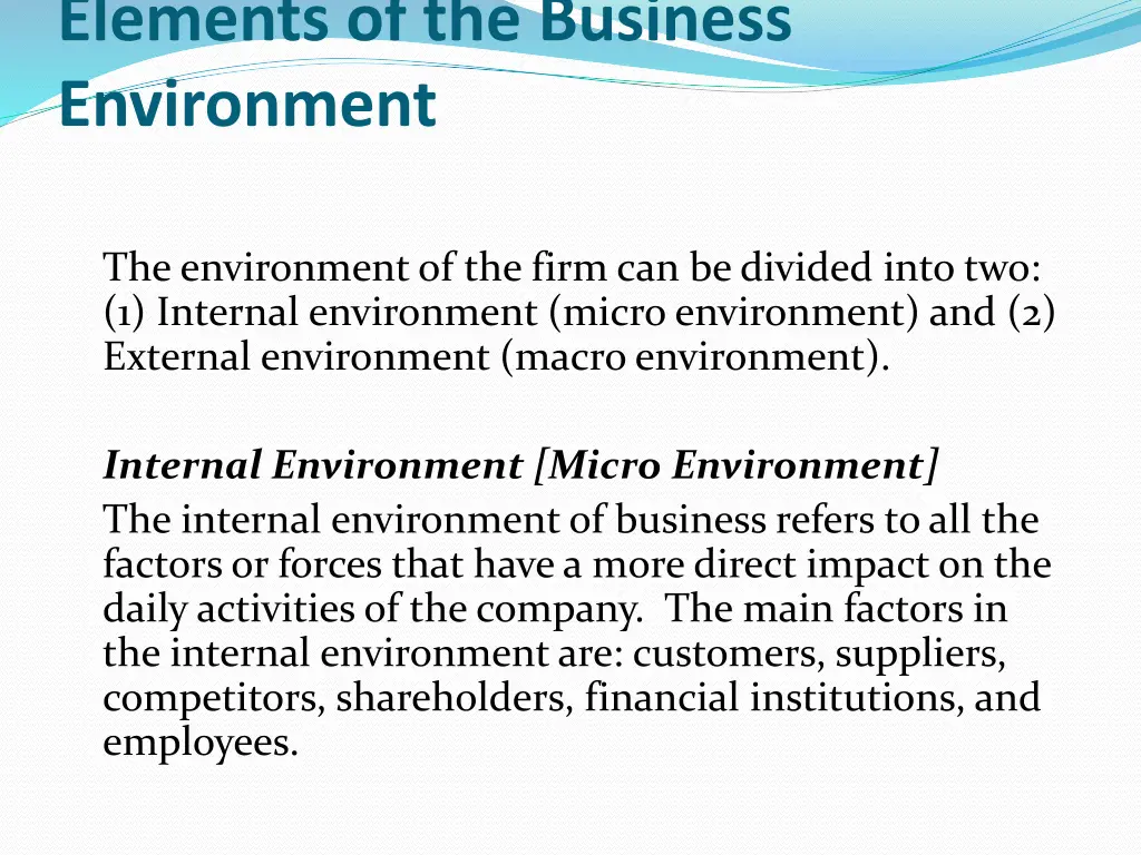 elements of the business environment