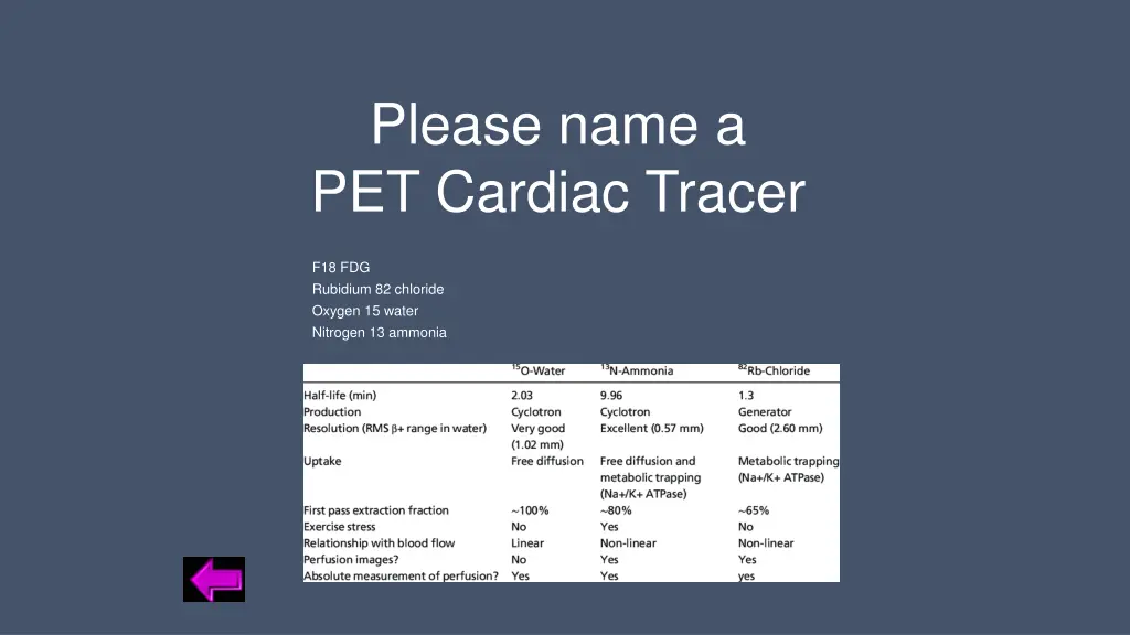 please name a pet cardiac tracer