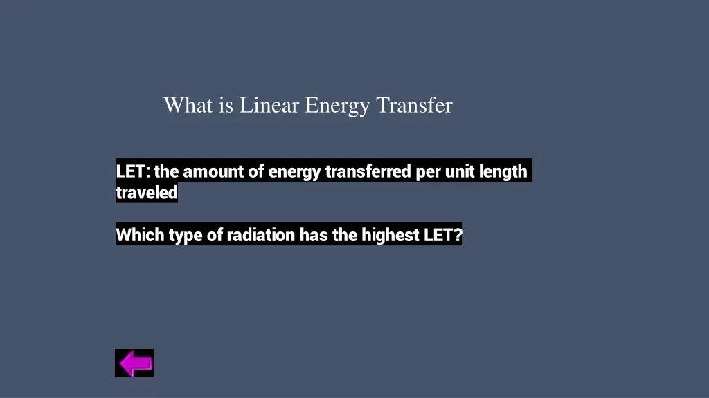 what is linear energy transfer