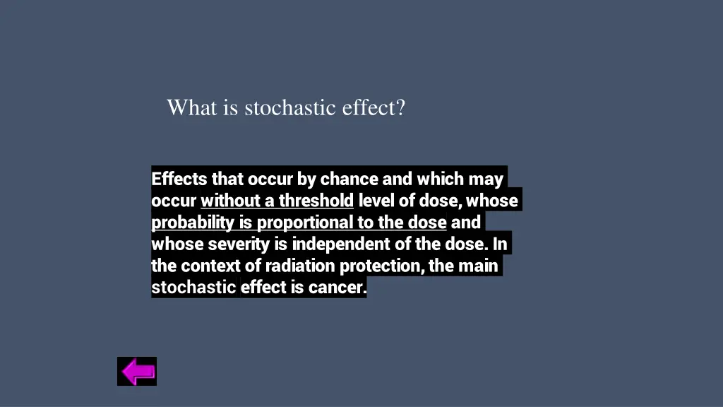 what is stochastic effect