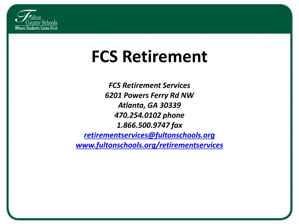 fcs retirement