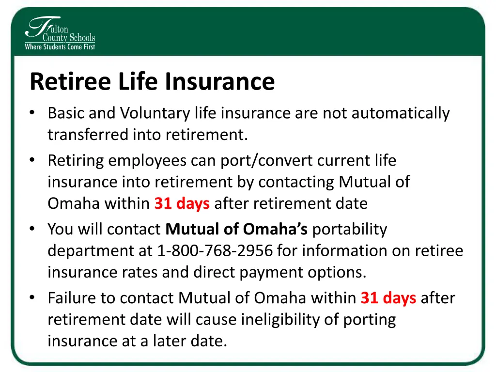 retiree life insurance basic and voluntary life