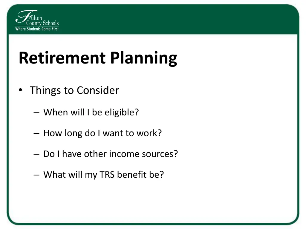 retirement planning