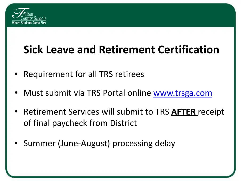 sick leave and retirement certification