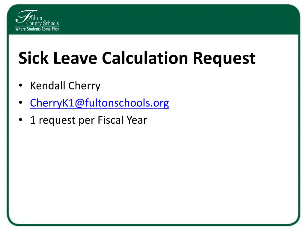 sick leave calculation request