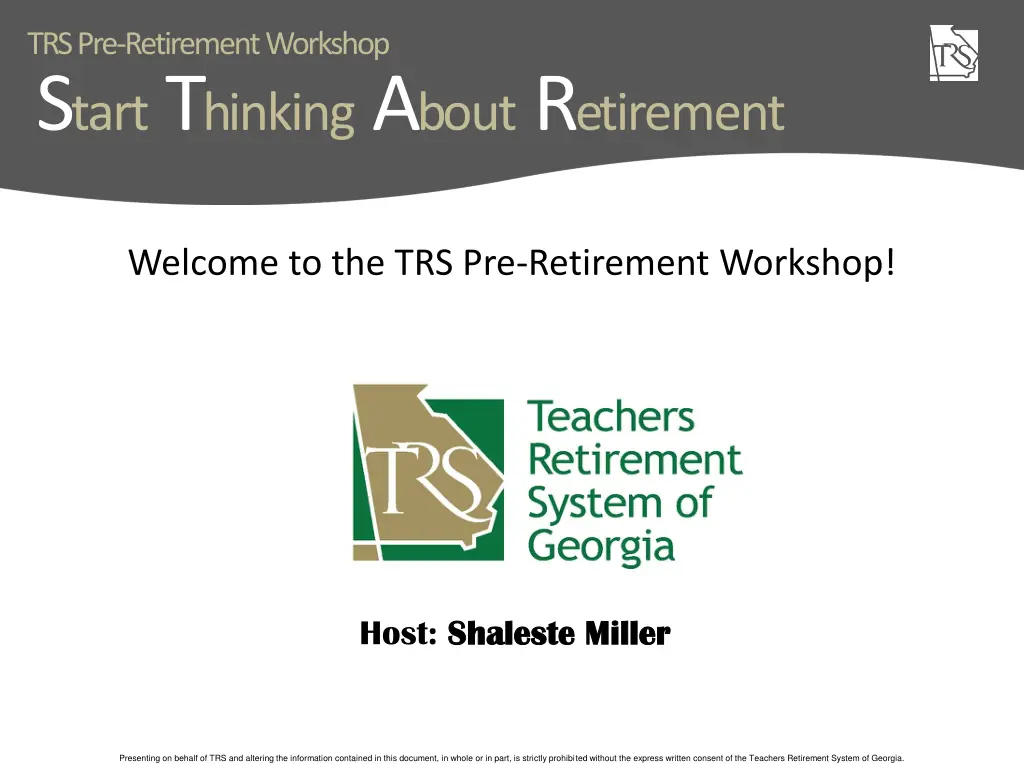 trs pre retirement workshop s tart t hinking