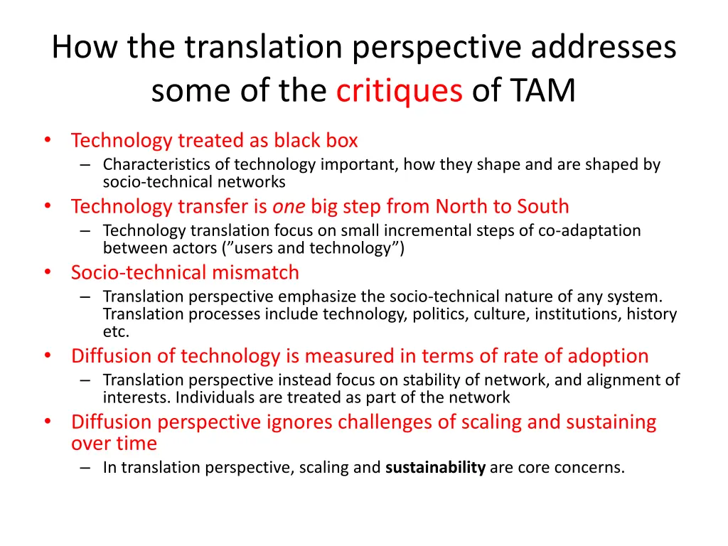 how the translation perspective addresses some