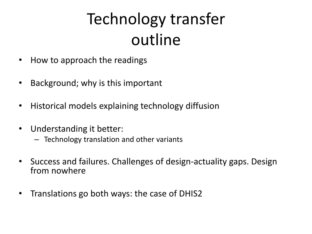 technology transfer outline