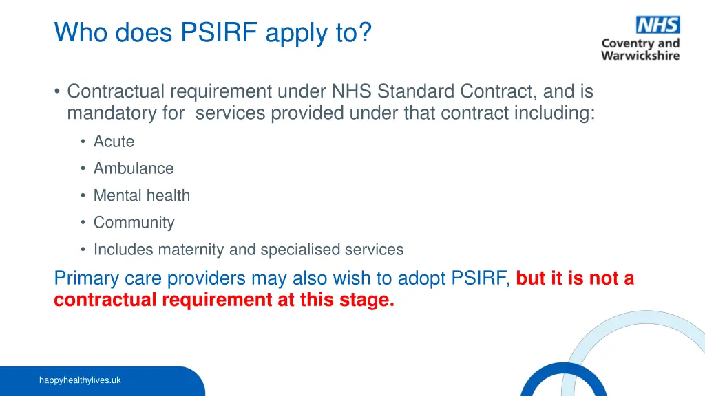 who does psirf apply to