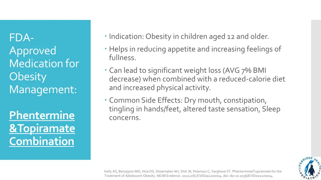 indication obesity in children aged 12 and older