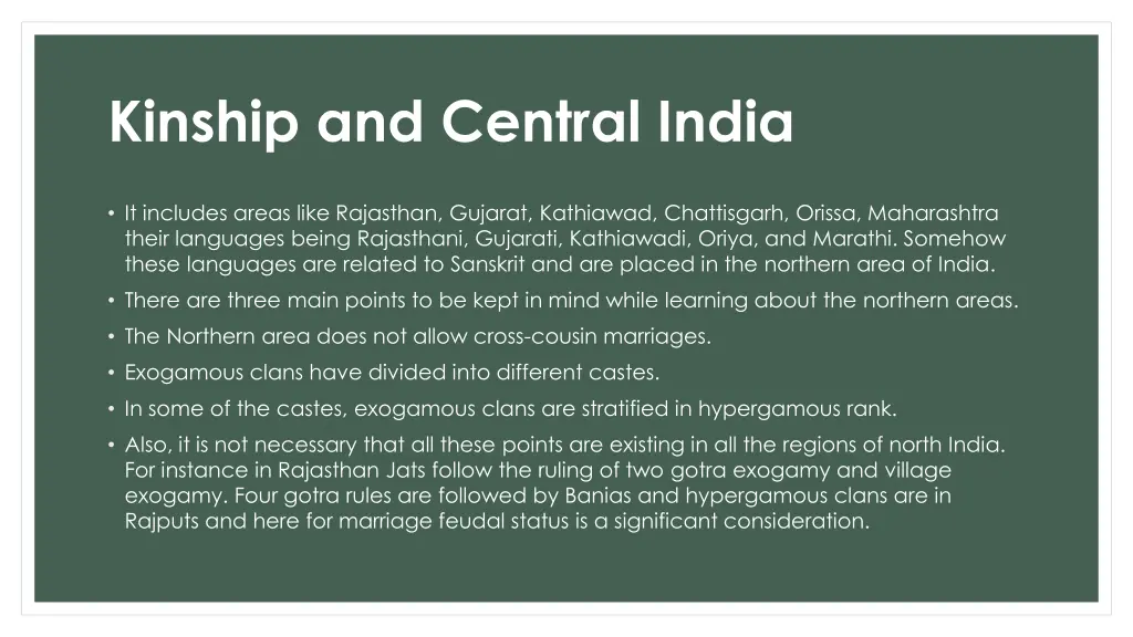 kinship and central india