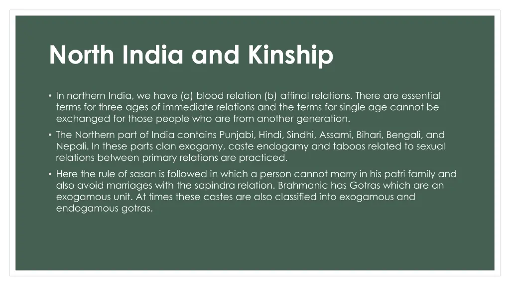 north india and kinship