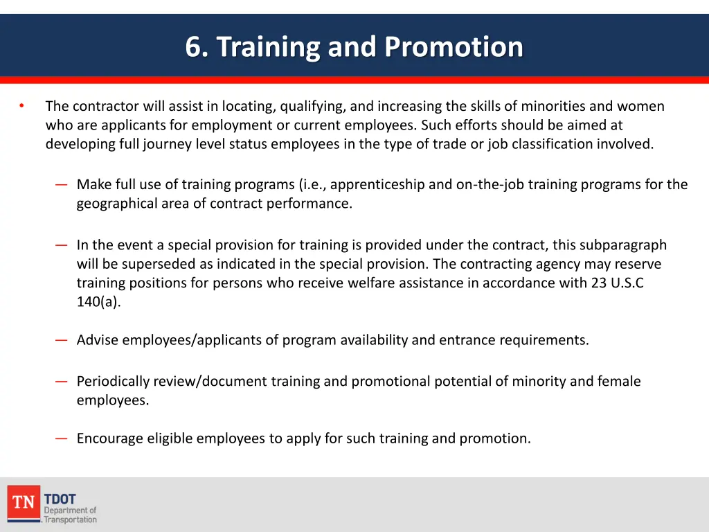 6 training and promotion