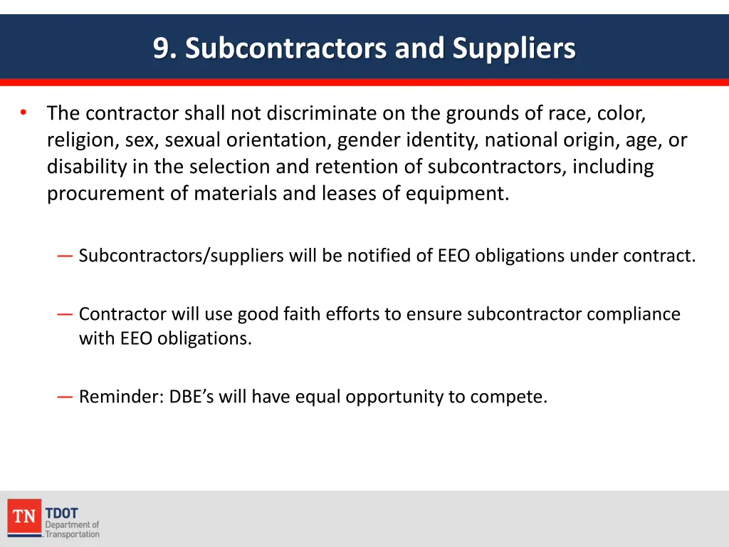 9 subcontractors and suppliers
