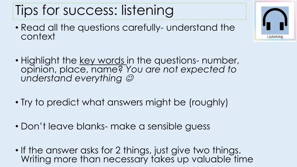 tips for success listening