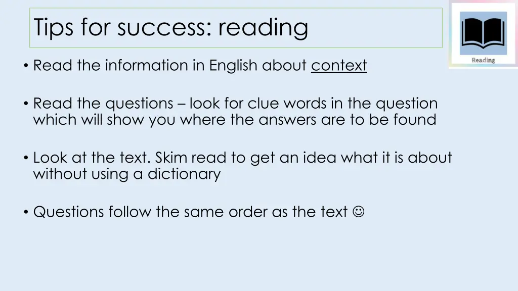 tips for success reading