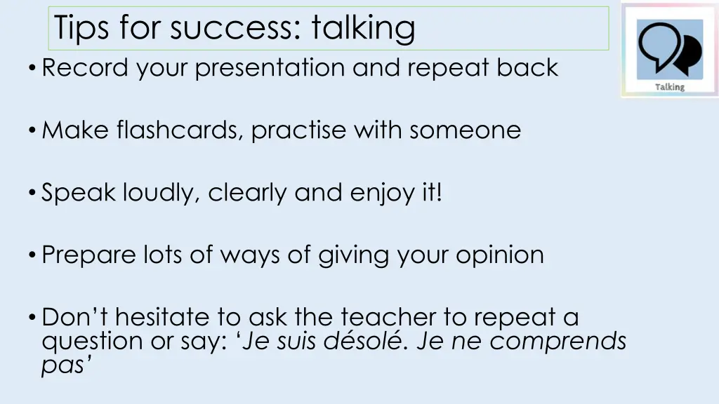 tips for success talking