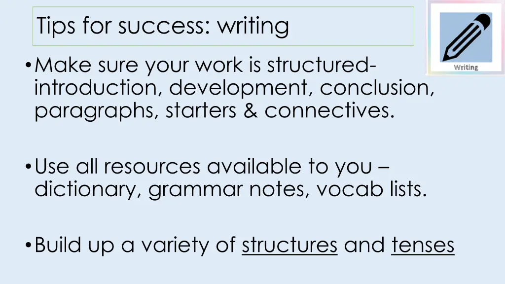 tips for success writing