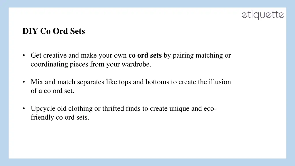 diy co ord sets