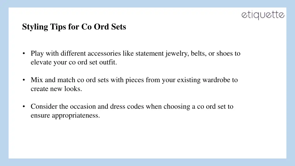 styling tips for co ord sets