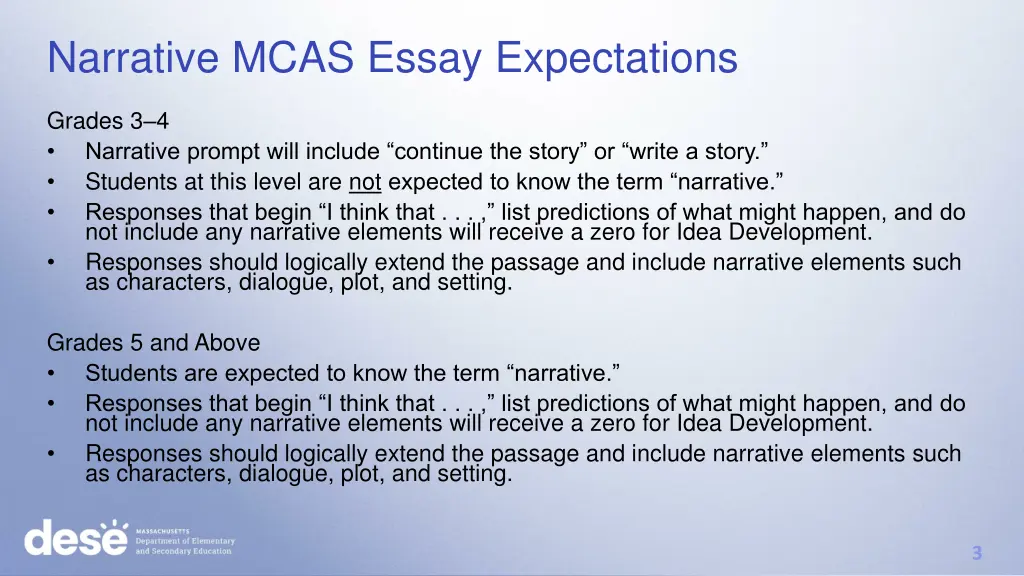 narrative mcas essay expectations