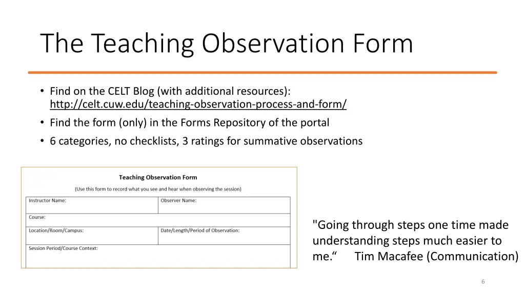 the teaching observation form