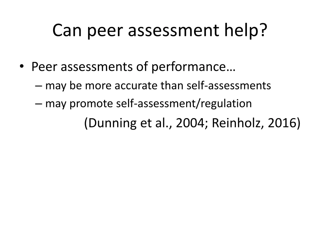 can peer assessment help