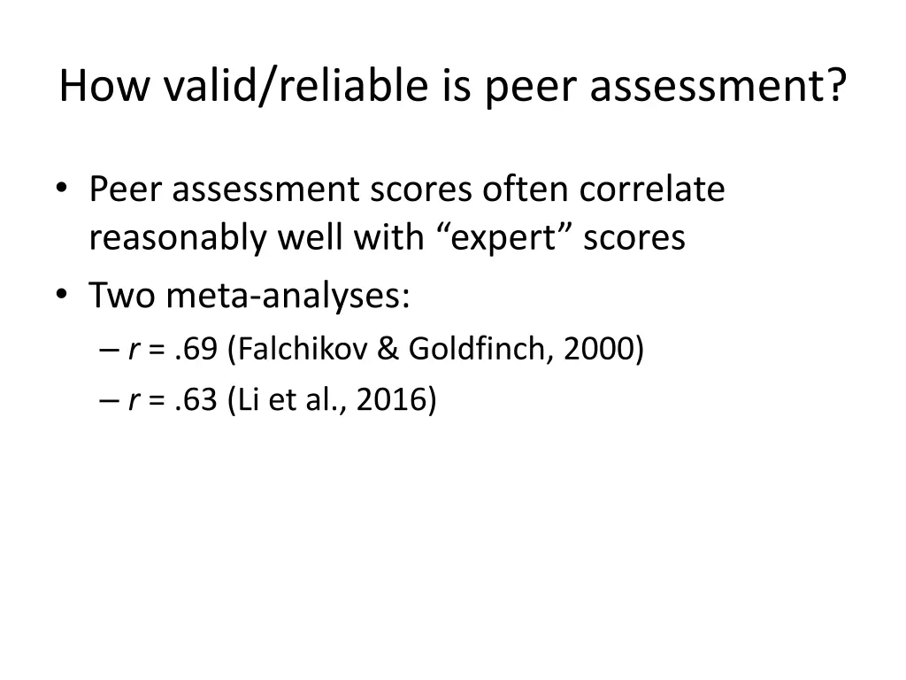 how valid reliable is peer assessment