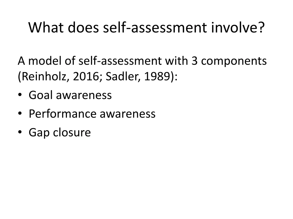 what does self assessment involve