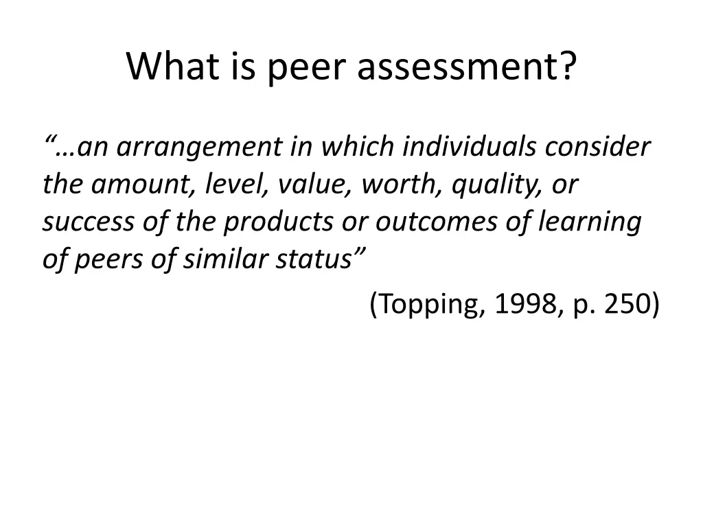 what is peer assessment