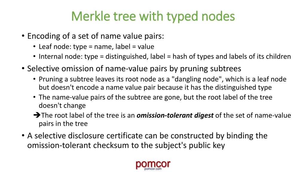 merkle tree with typed nodes merkle tree with