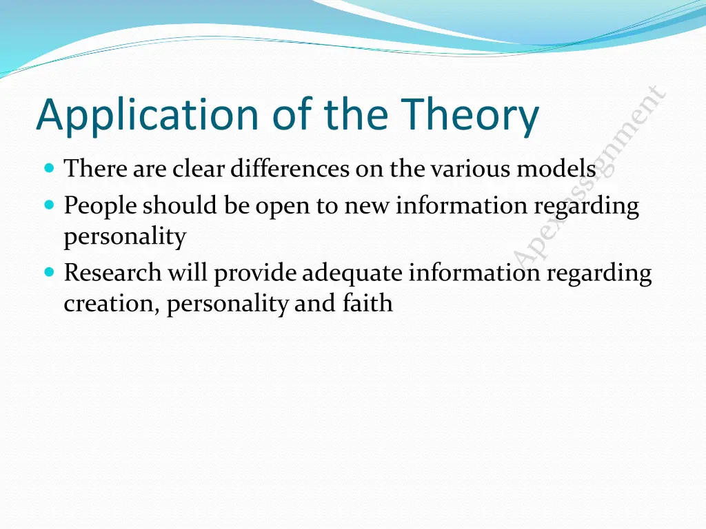 application of the theory