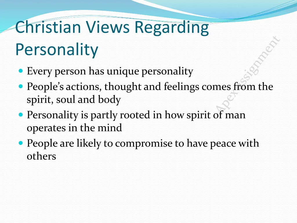 christian views regarding personality