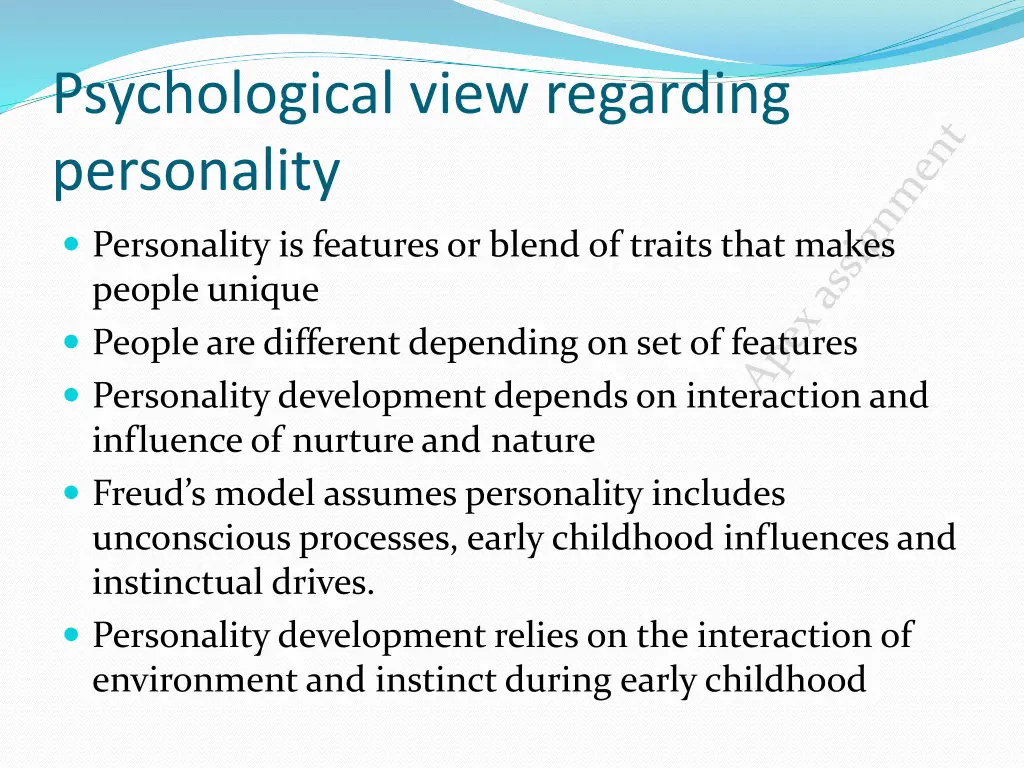 psychological view regarding personality