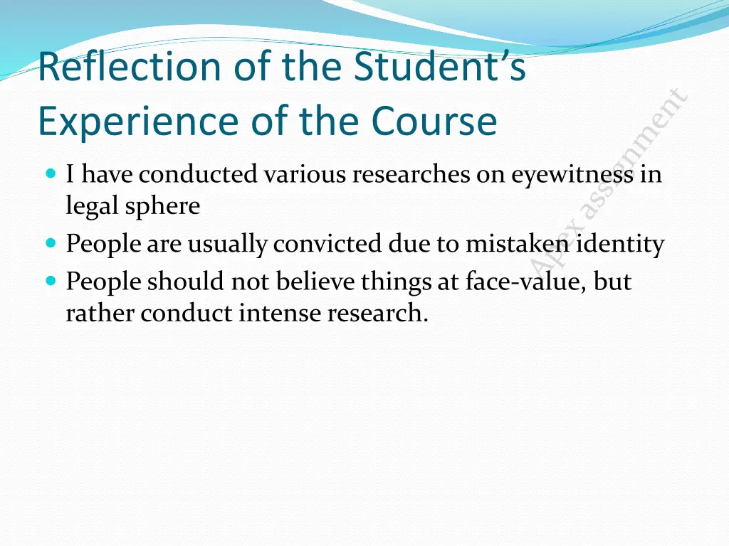 reflection of the student s experience