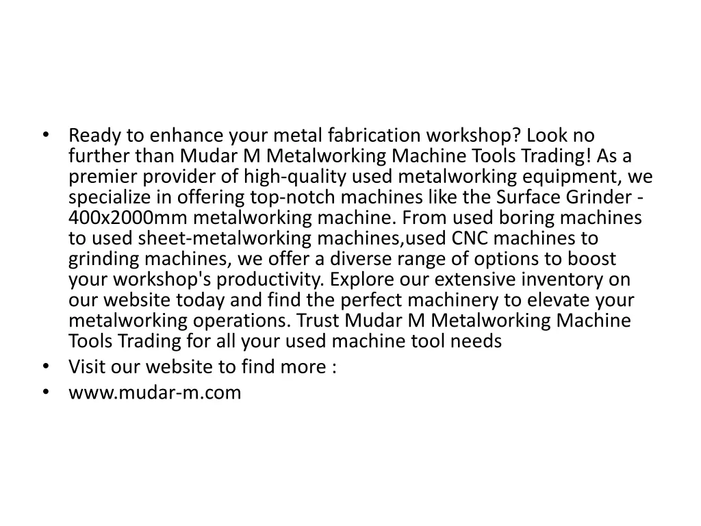 ready to enhance your metal fabrication workshop